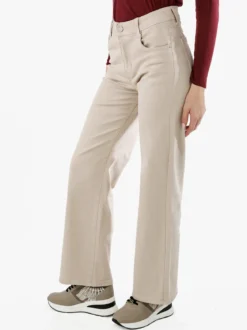 Solada Pantaloni jeans da donna a gamba larga push-up - beige