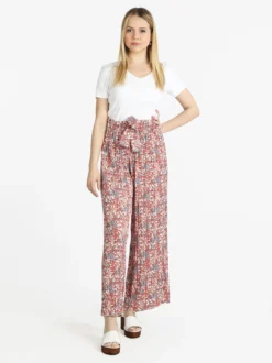 Solada Pantaloni leggeri donna a fiori con cintura