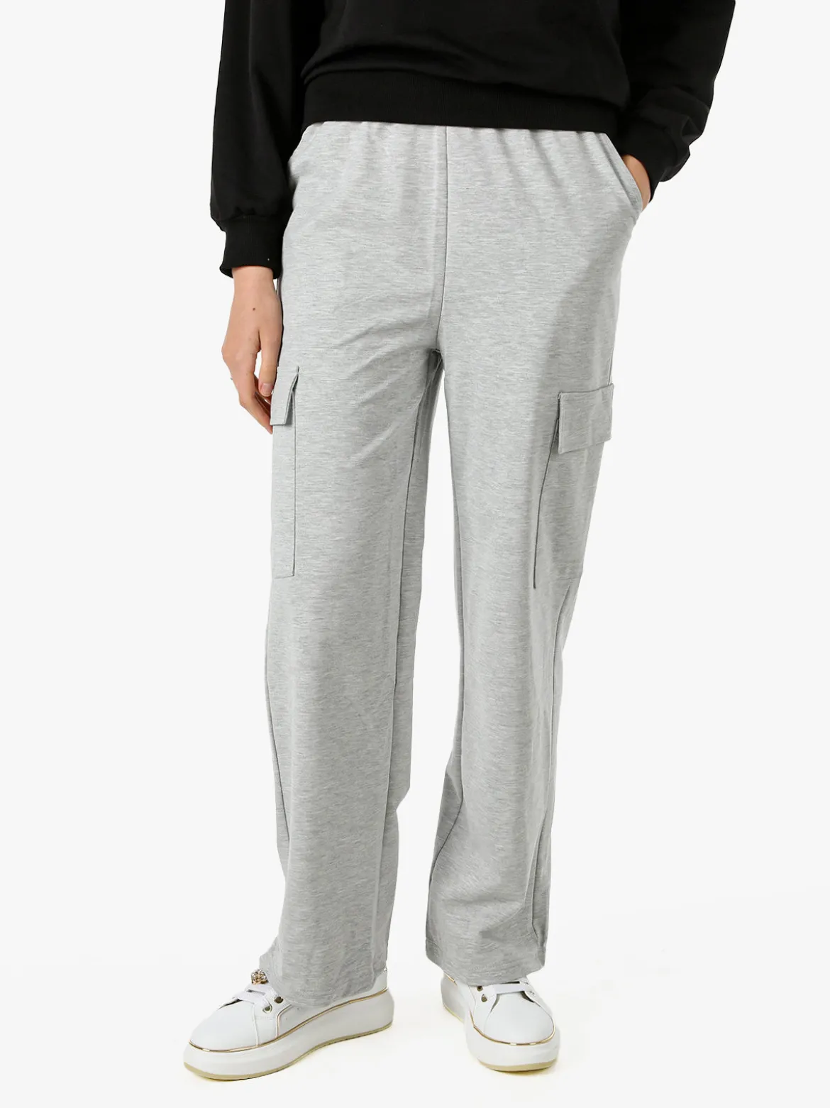 Solada Pantaloni tuta da donna con tasconi a gamba dritta - grigio