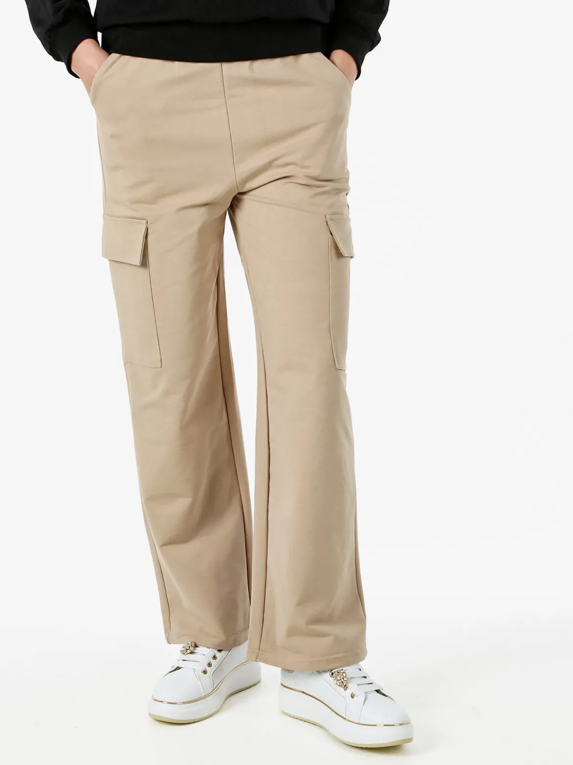 Solada Pantaloni tuta da donna con tasconi a gamba dritta - khaki