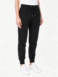 Solada Pantaloni tuta da donna in cotone con coulisse e polsini - nero