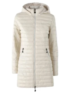 Solada Piumino donna lungo reversibile con cappuccio - panna
