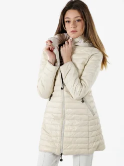 Solada Piumino donna lungo reversibile con cappuccio - panna