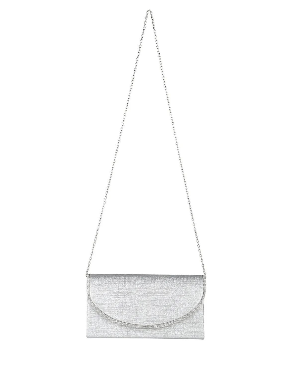 Solada Pochette donna glitter con profilo di strass - argento