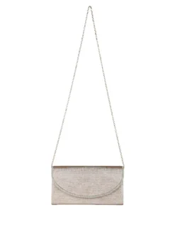 Solada Pochette donna glitter con profilo di strass - champagne