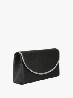 Solada Pochette donna glitter con profilo di strass - nero