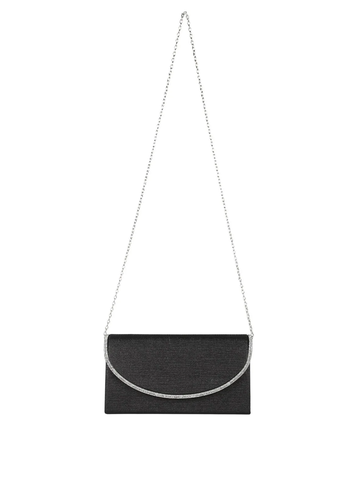 Solada Pochette donna glitter con profilo di strass - nero