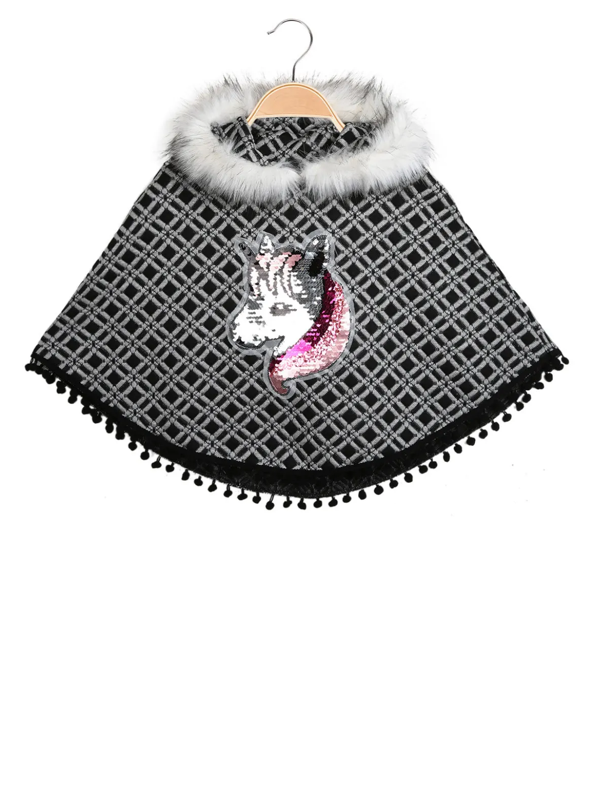 Solada Poncho da bambina con unicorno di paillettes