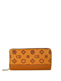 Solada Portafoglio donna con stampa monogramma e zip - cuoio