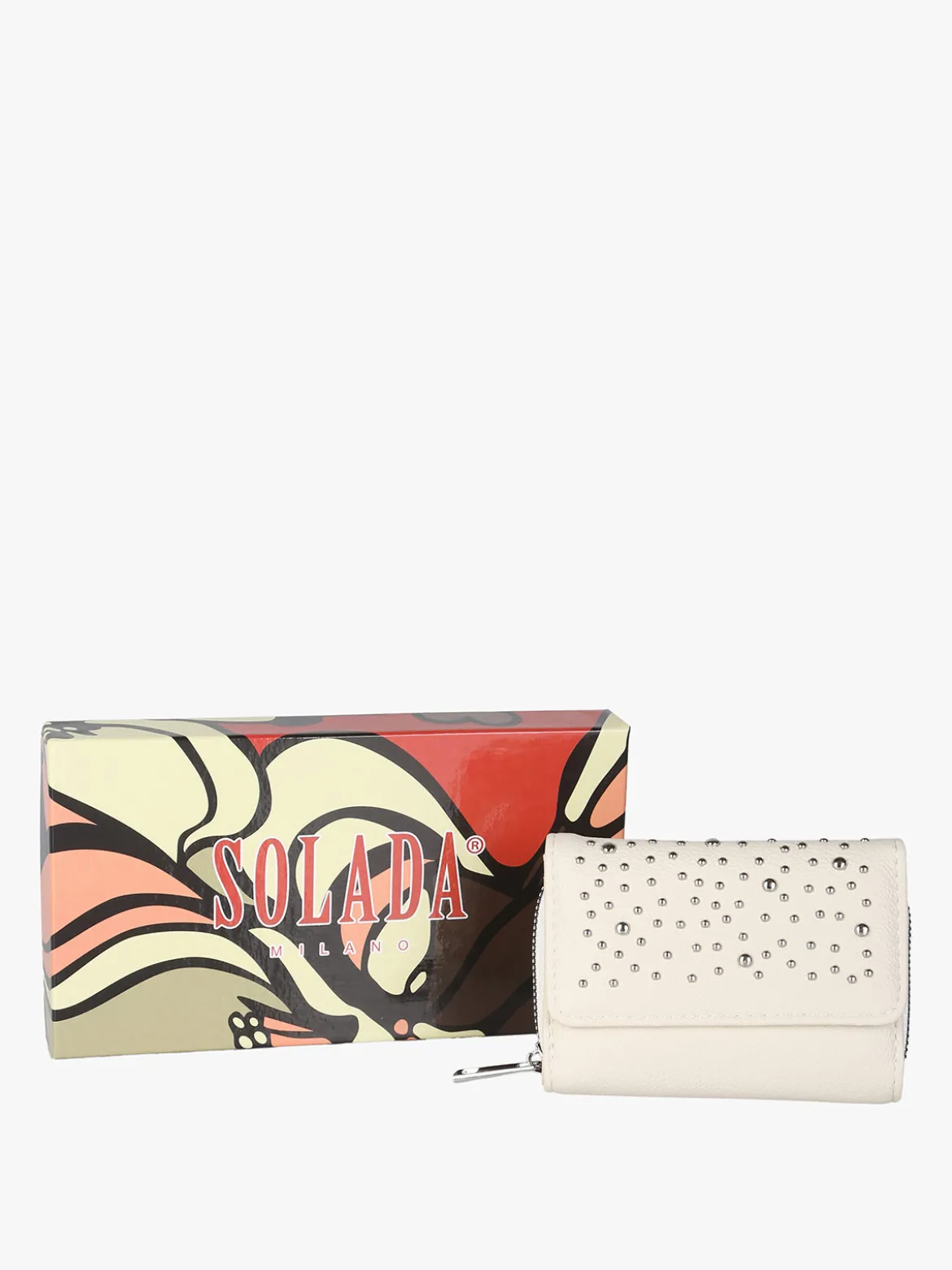 Solada Portafoglio mini da donna con borchie - beige