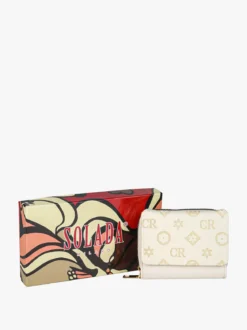 Solada Portafoglio mini da donna con stampa monogramma - beige