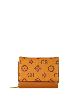 Solada Portafoglio mini da donna con stampa monogramma - cuoio