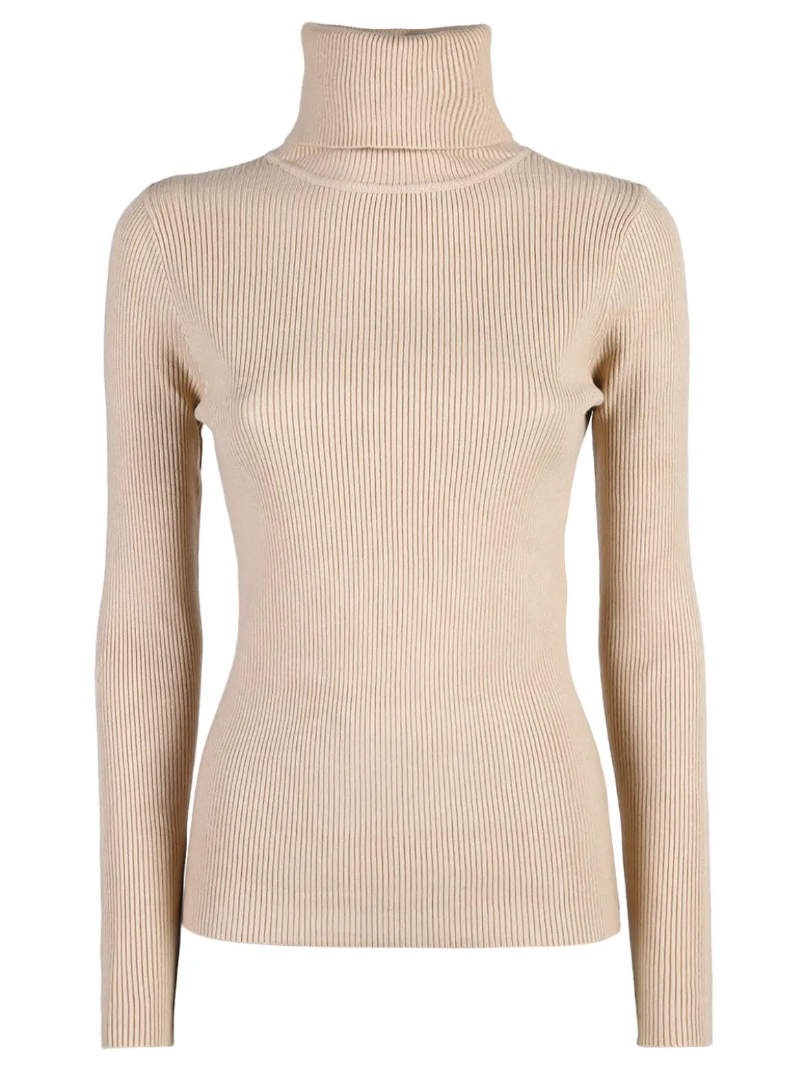 Solada Pullover dolcevita donna a costine - beige