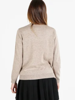 Solada Pullover donna girocollo in maglia - sabbia
