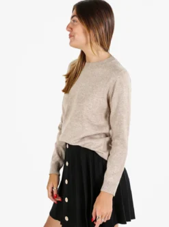 Solada Pullover donna girocollo in maglia - sabbia