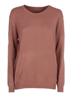 Solada Pullover donna girocollo in maglia tinta unita - cuoio