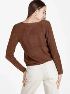 Solada Pullover donna in lurex con scollo a V