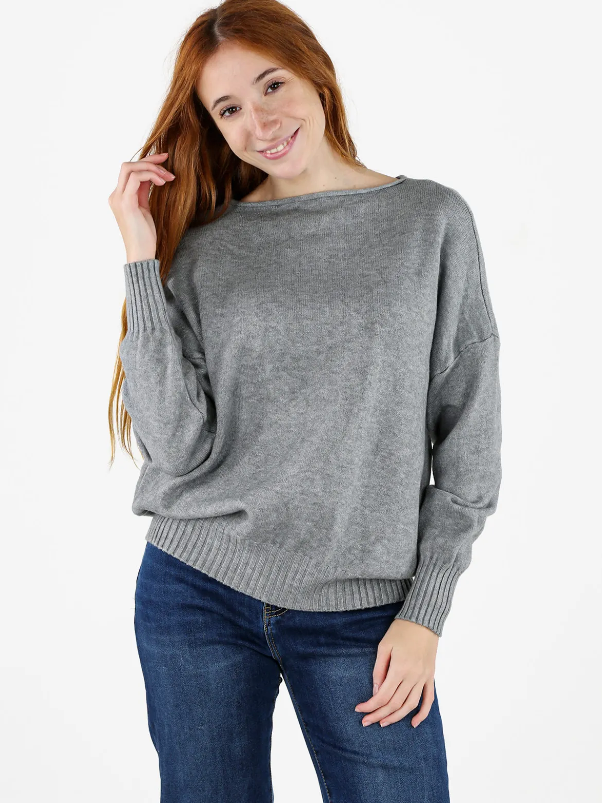 Solada Pullover donna oversize in maglia - grigio