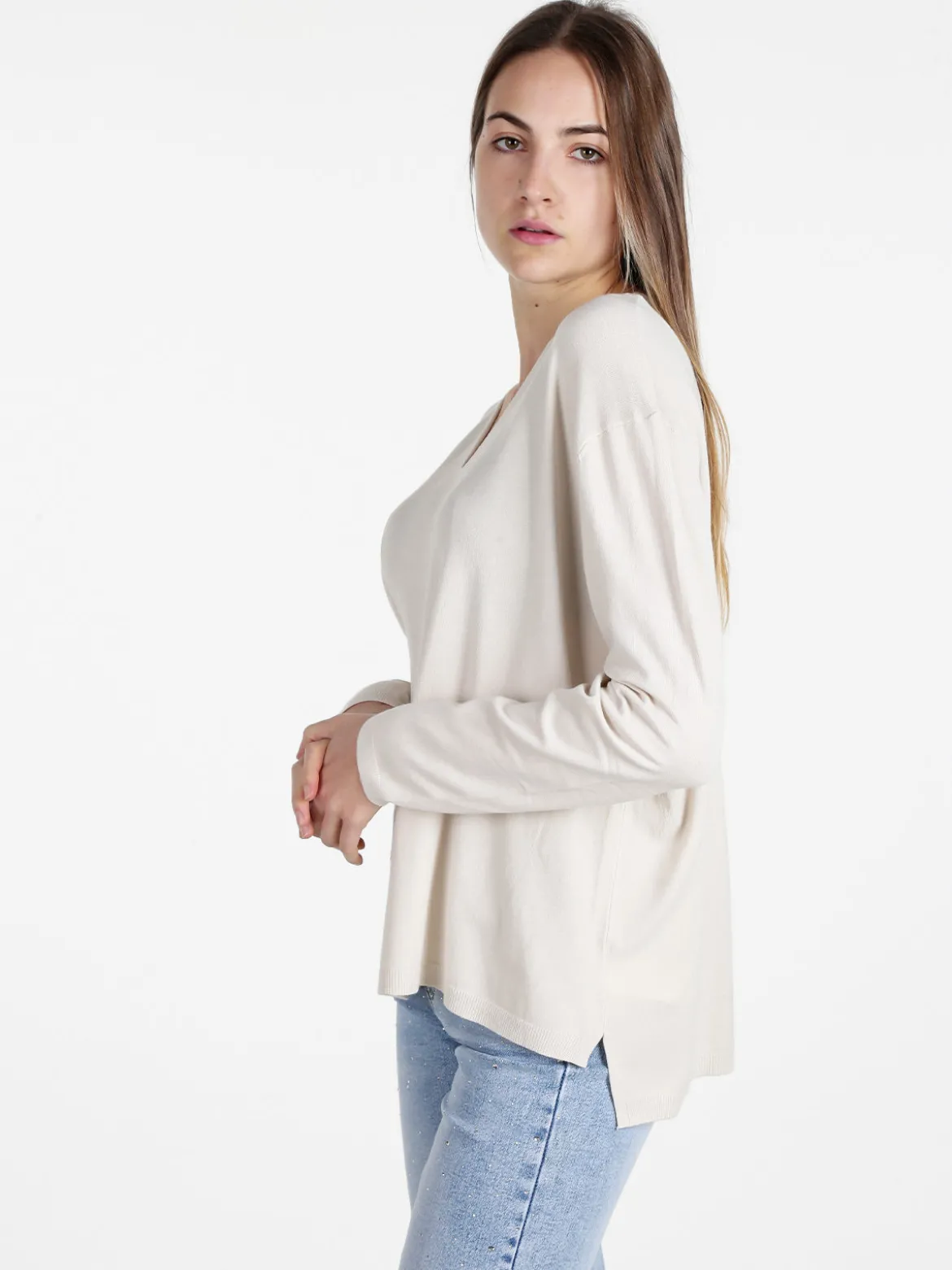 Solada Pullover donna oversize in maglia scollo V