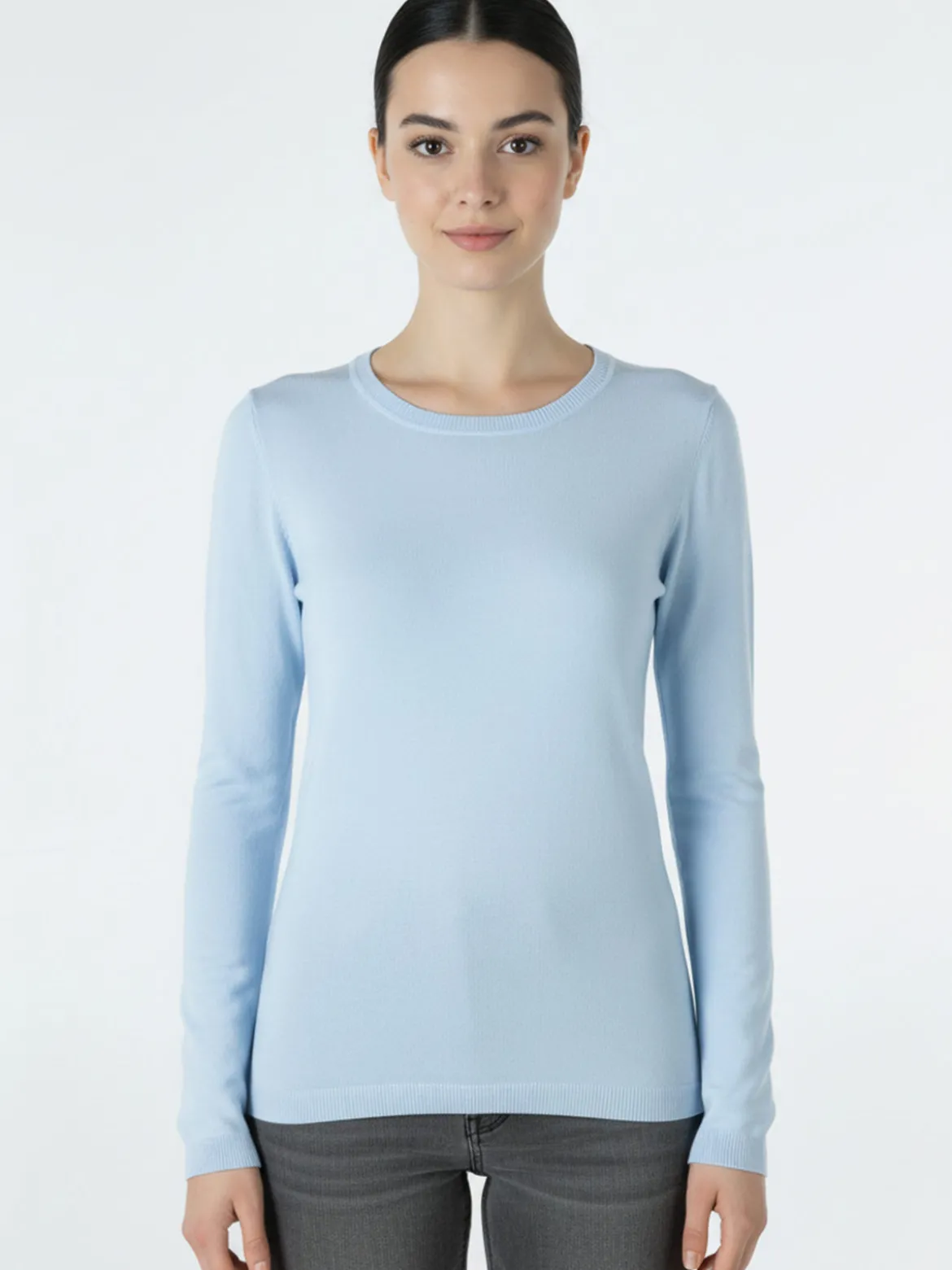 Solada Pullover girocollo da donna in maglia - azzurro