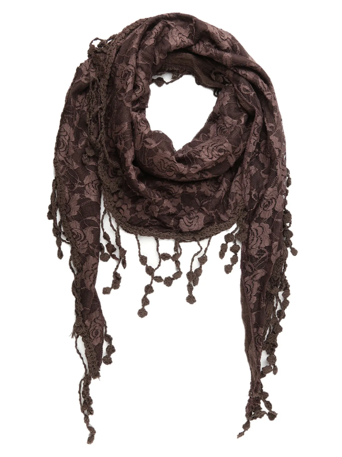 Solada Sciarpa donna con pizzo e nappine