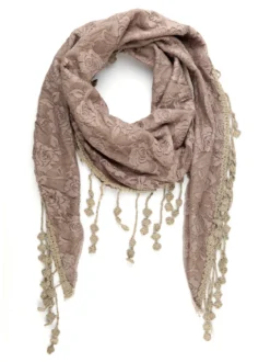 Solada Sciarpa donna con pizzo e nappine