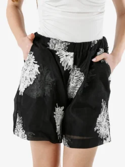 Solada Shorts donna a vita alta con ricami - nero