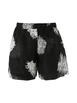 Solada Shorts donna a vita alta con ricami - nero