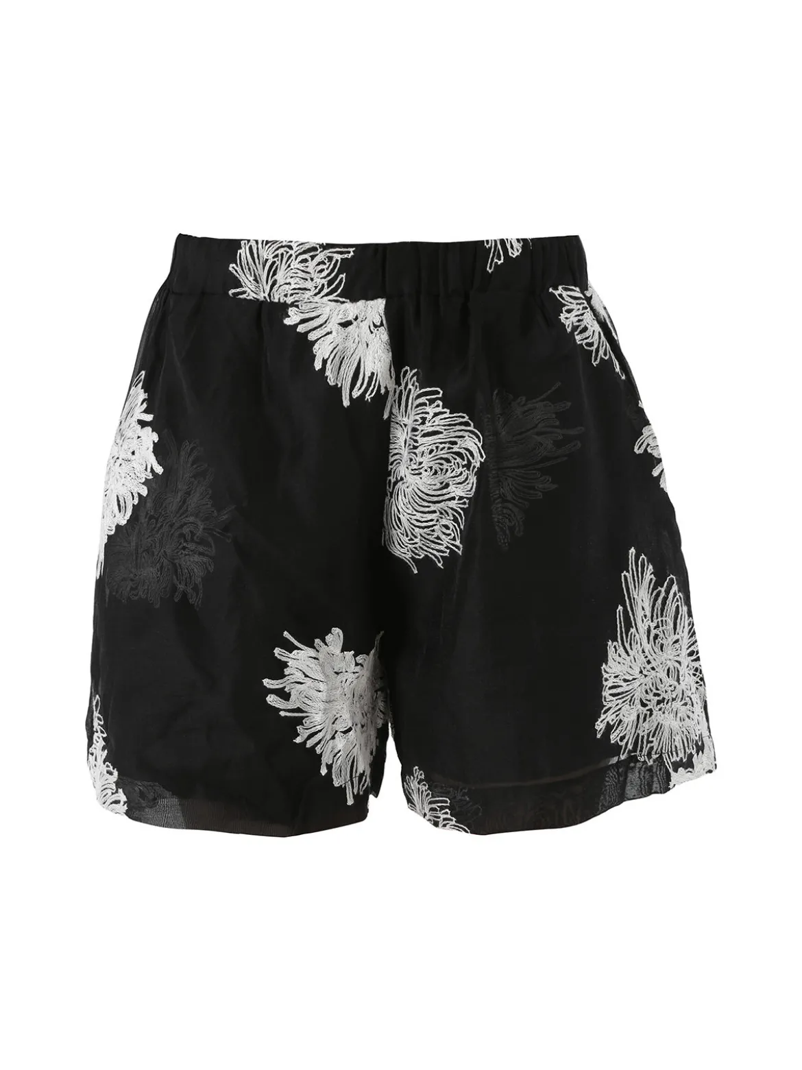 Solada Shorts donna a vita alta con ricami - nero