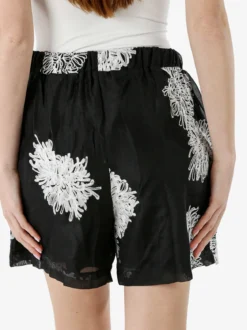 Solada Shorts donna a vita alta con ricami - nero