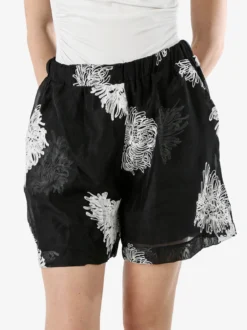 Solada Shorts donna a vita alta con ricami - nero