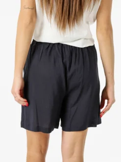 Solada Shorts donna a vita alta in misto lino - blu scuro