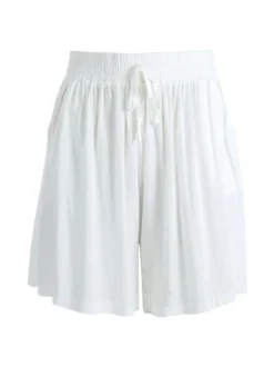 Solada Shorts donna in cotone a gamba larga - bianco