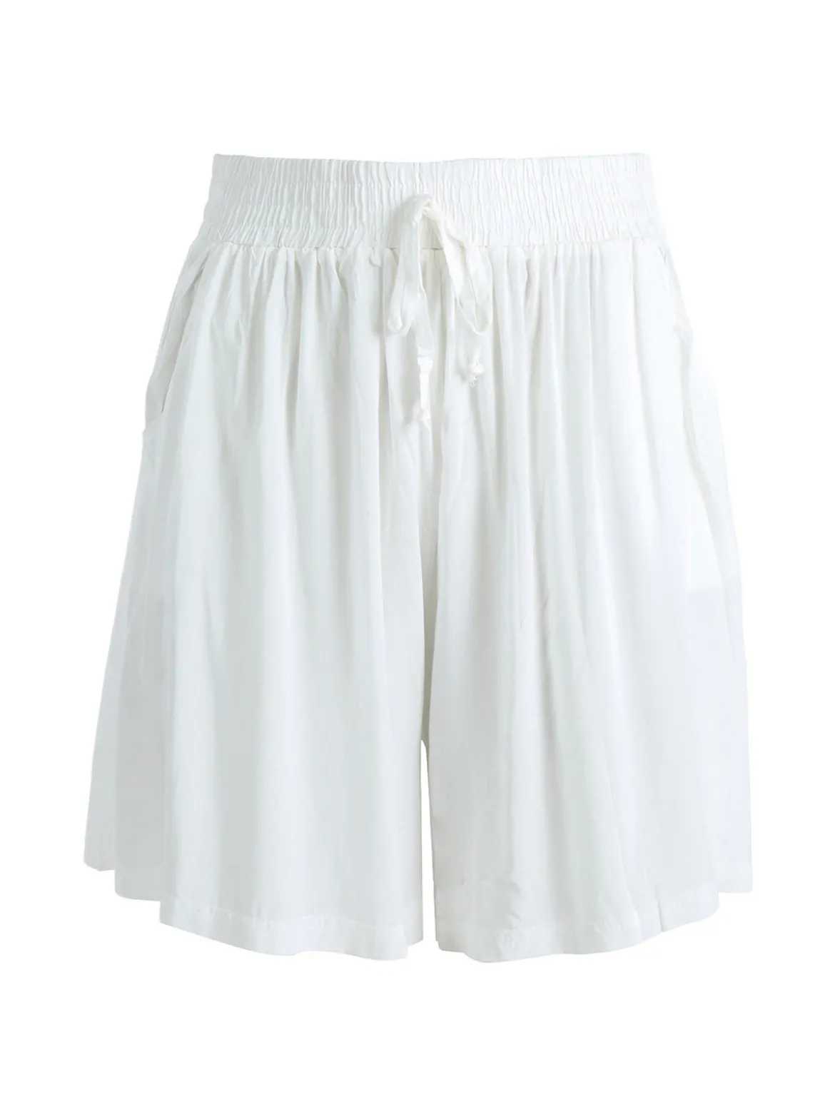 Solada Shorts donna in cotone a gamba larga - bianco