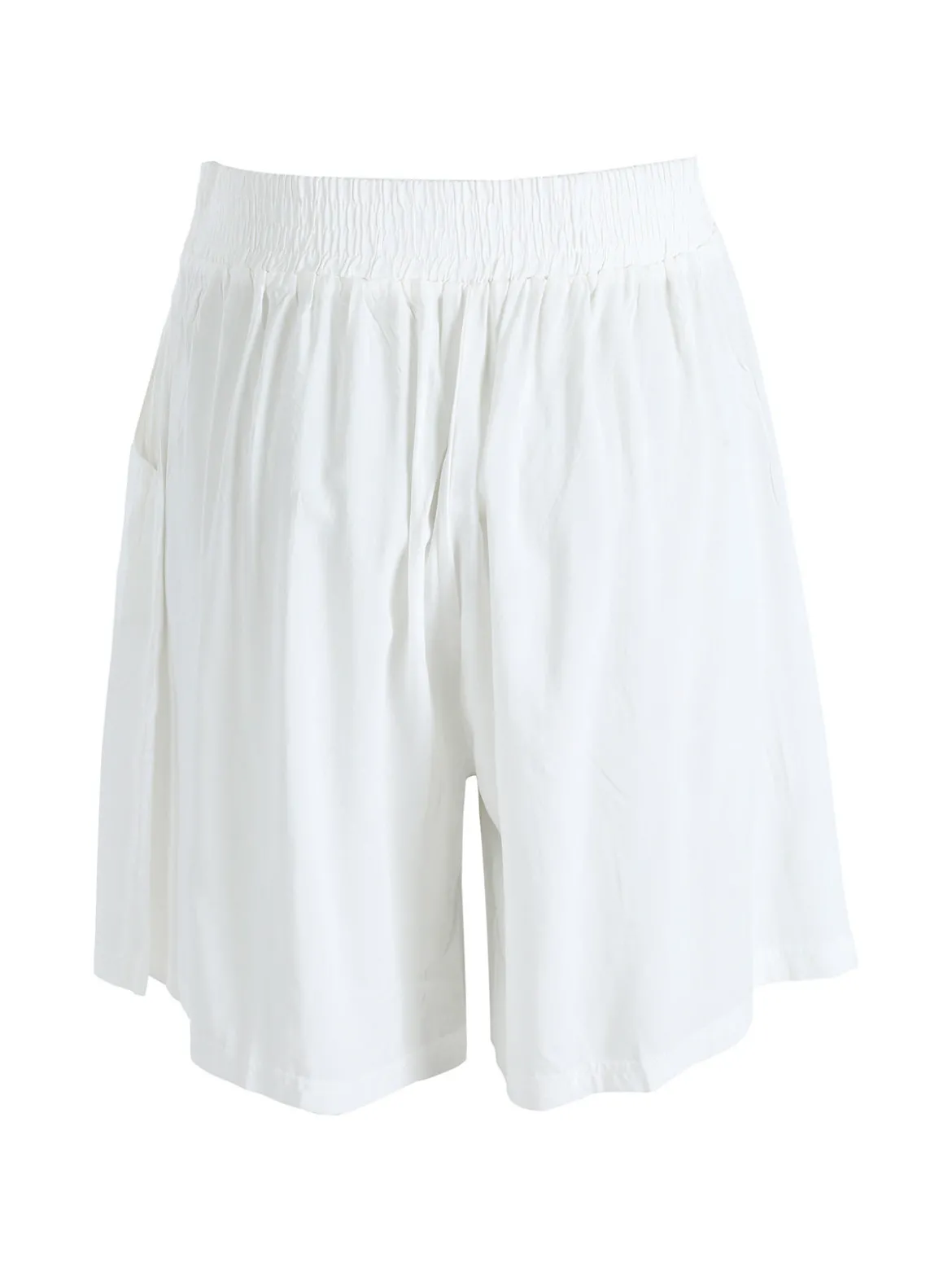 Solada Shorts donna in cotone a gamba larga - bianco