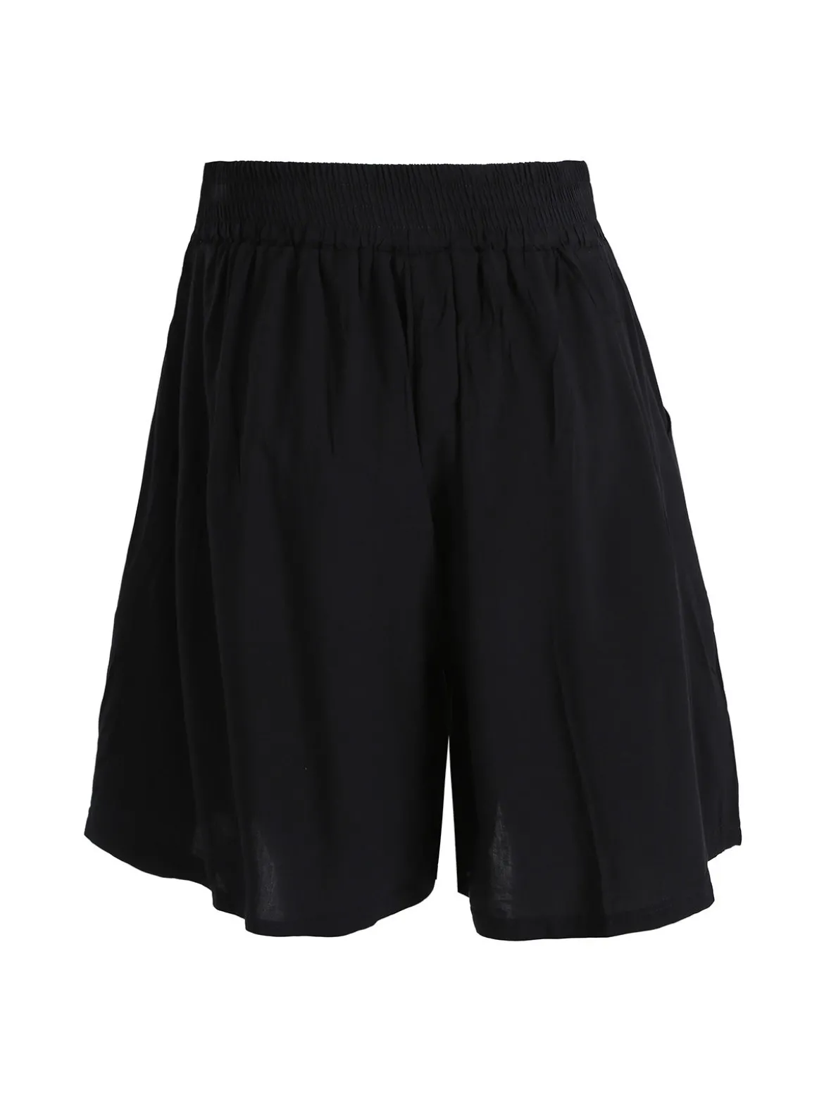 Solada Shorts donna in cotone a gamba larga - nero