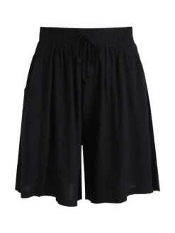 Solada Shorts donna in cotone a gamba larga - nero