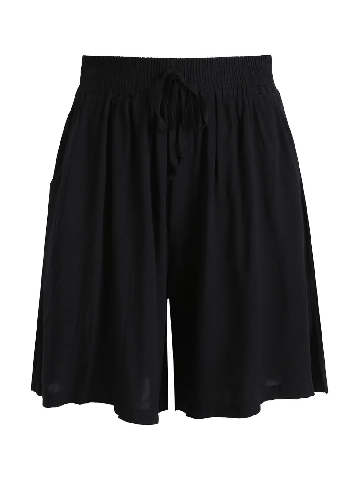 Solada Shorts donna in cotone a gamba larga - nero