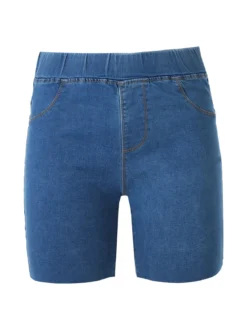 Solada Shorts donna in jeans con elastico in vita - blu