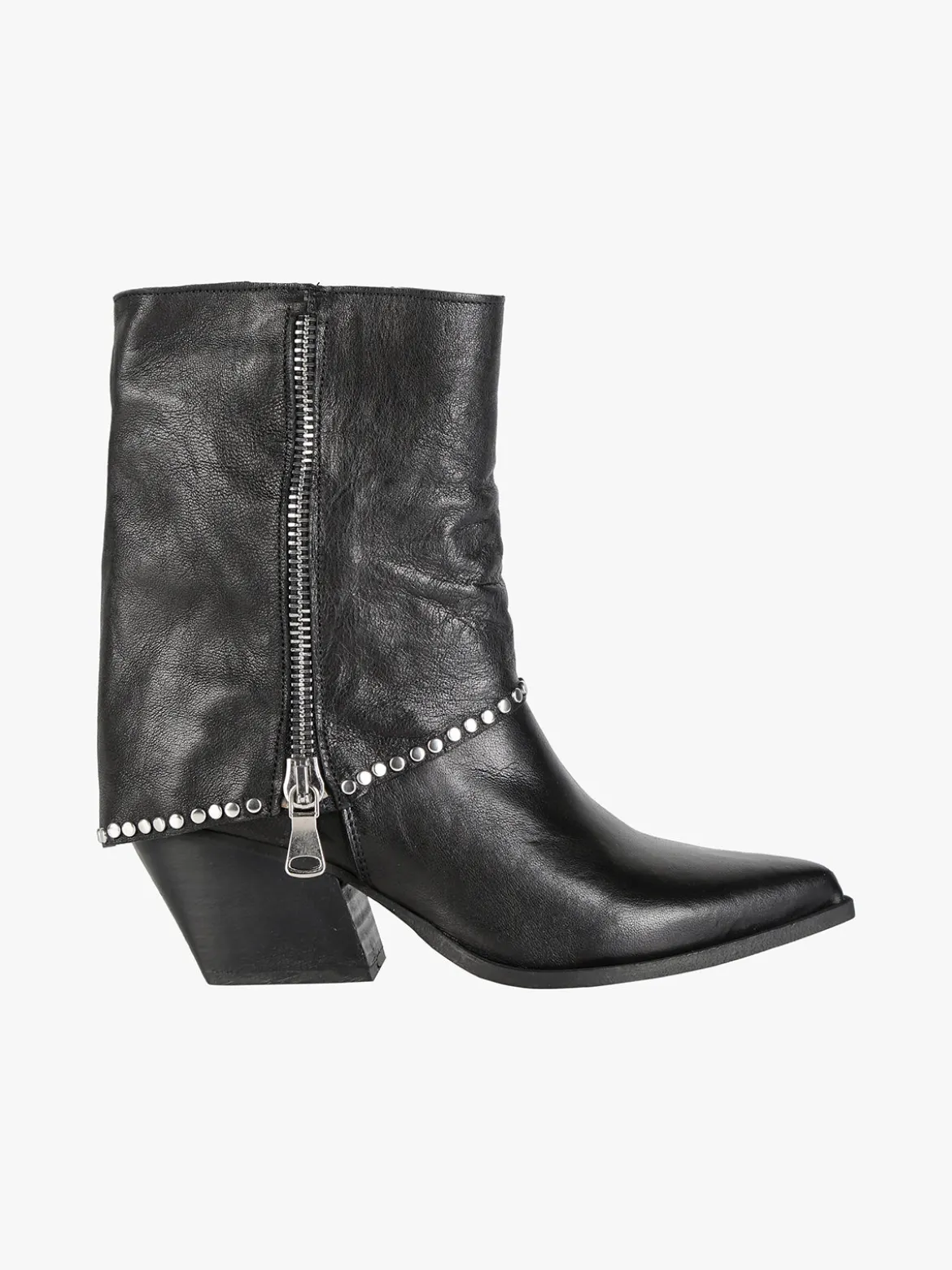Solada Stivaletti donna texani in pelle con borchie e zip