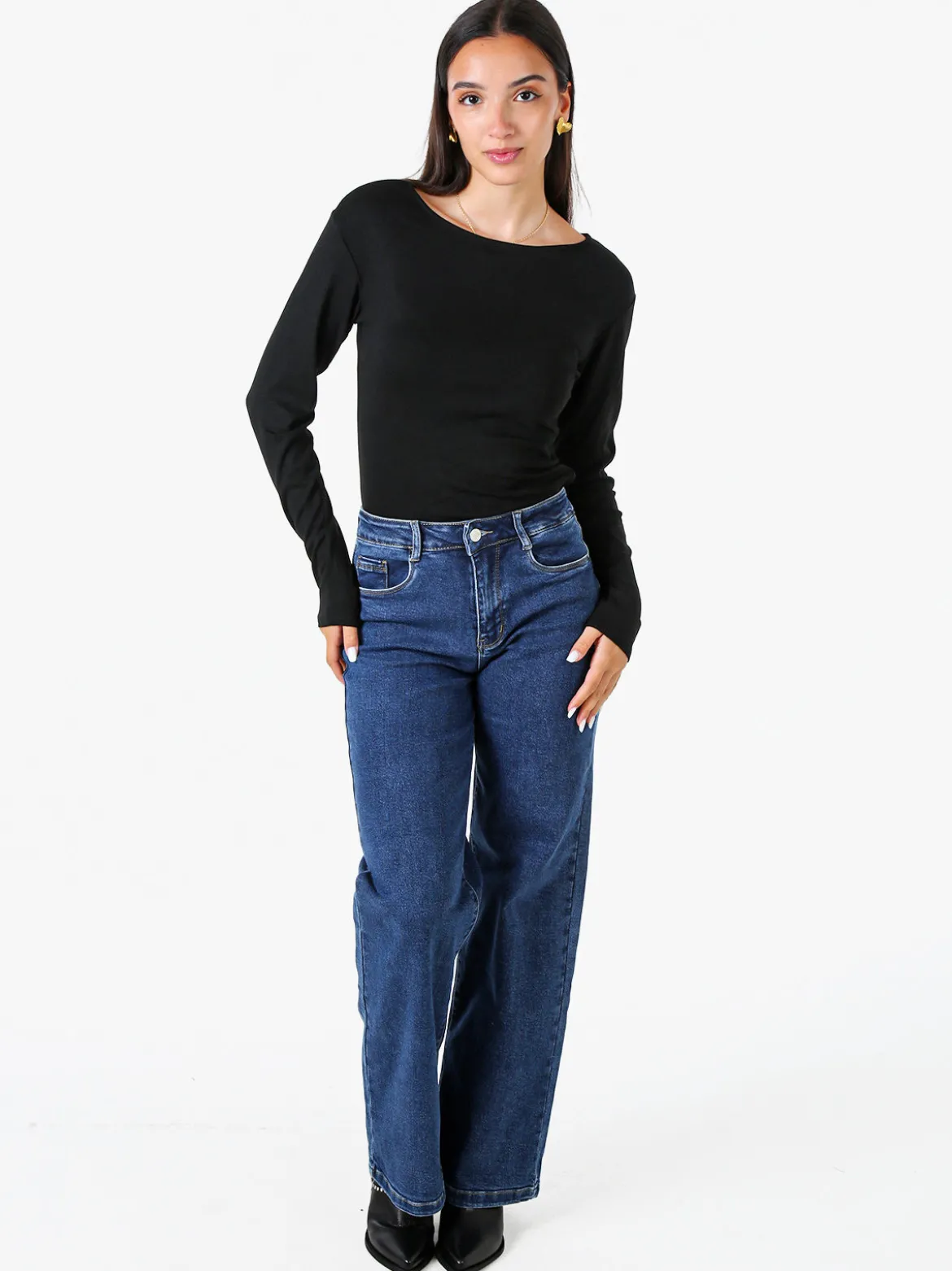 Solada Top body da donna a maniche lunghe in viscosa - nero