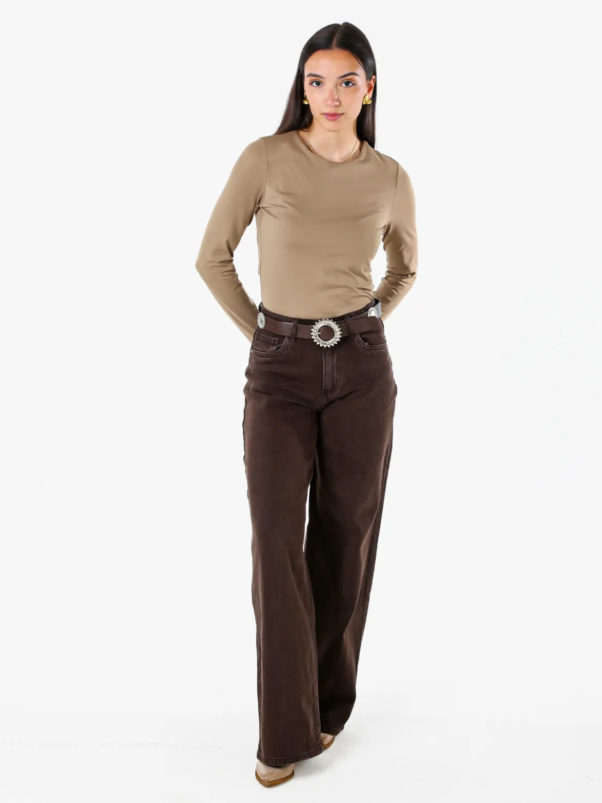 Solada Top body da donna a maniche lunghe - khaki