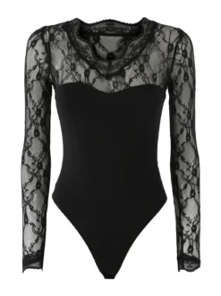 Solada Top body donna a maniche lunghe con pizzo