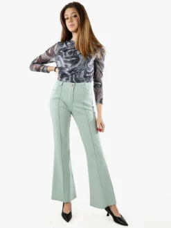 Solada Top body donna a maniche lunghe con scollo a cascata - grigio