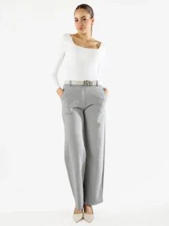 Solada Top body donna a maniche lunghe con scollo davanti e dietro - bianco