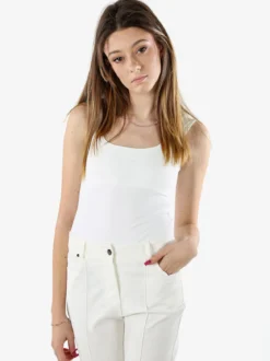 Solada Top body donna senza maniche sgambato - bianco