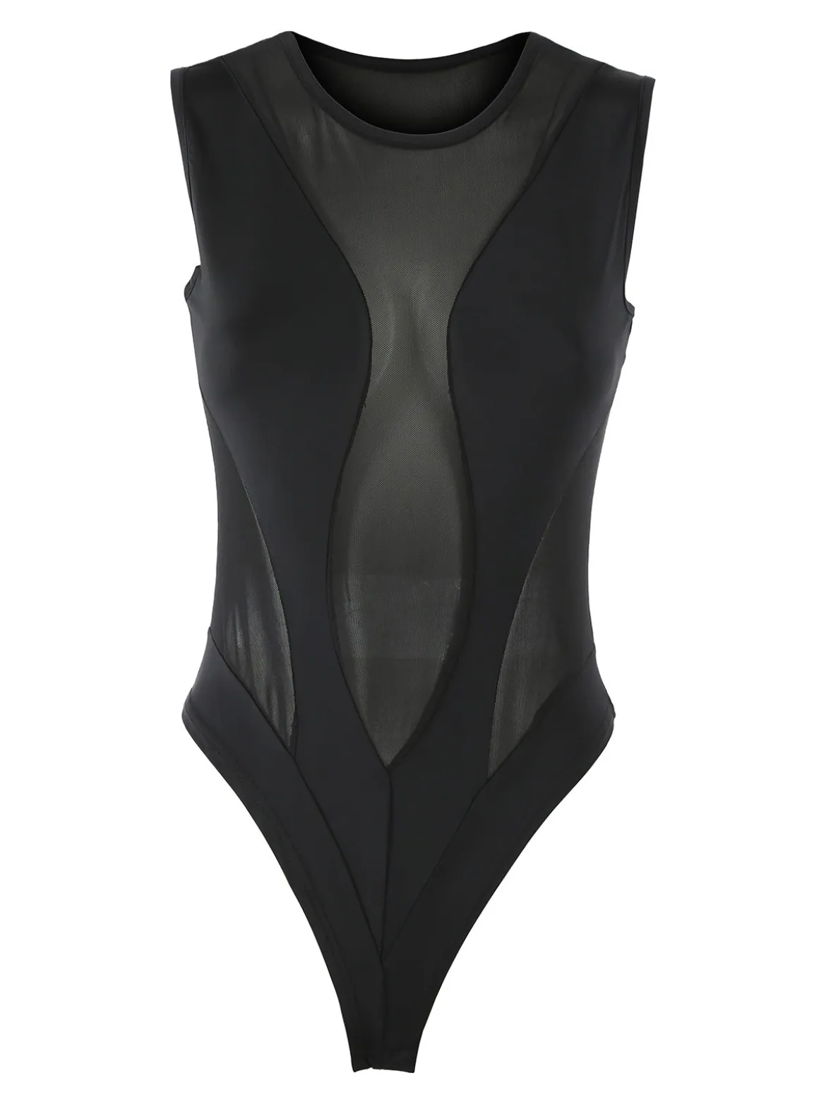 Solada Top body smanicato da donna con inserti a rete - nero