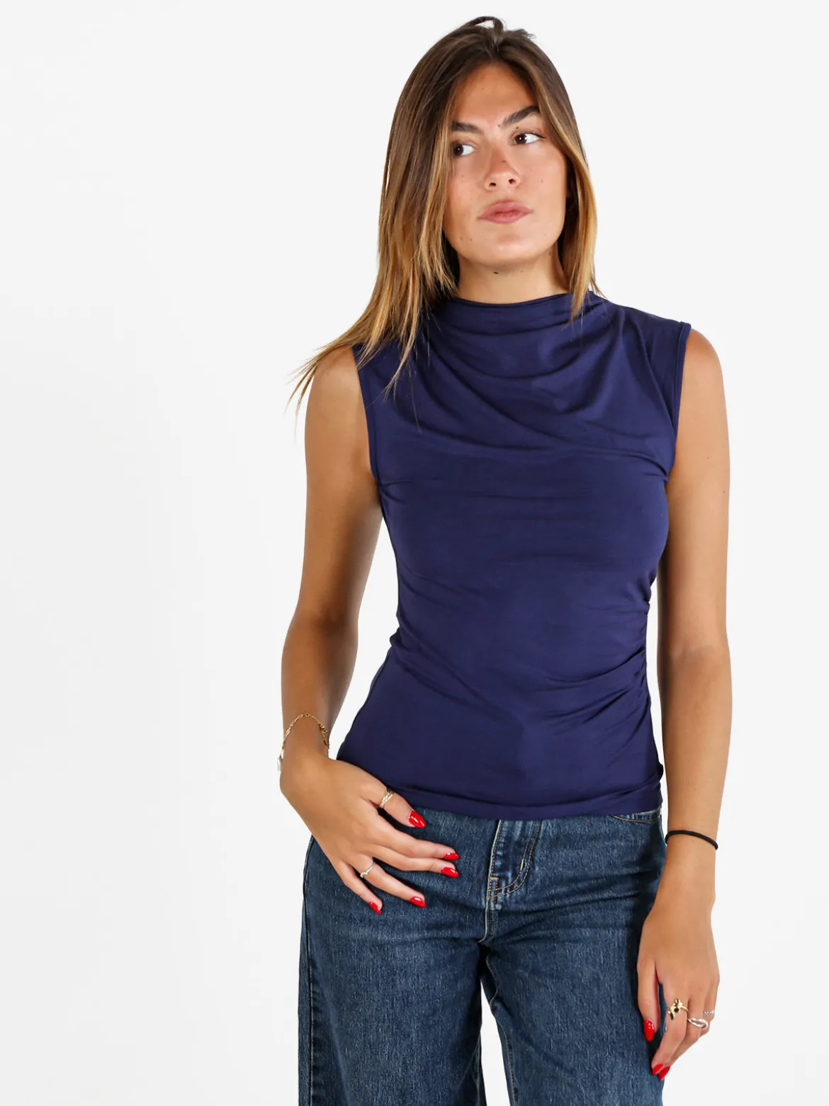 Solada Top donna accollato - blu scuro