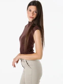 Solada Top donna accollato senza maniche - moro