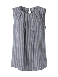 Solada Top donna a righe verticali con scollo tondo - blu